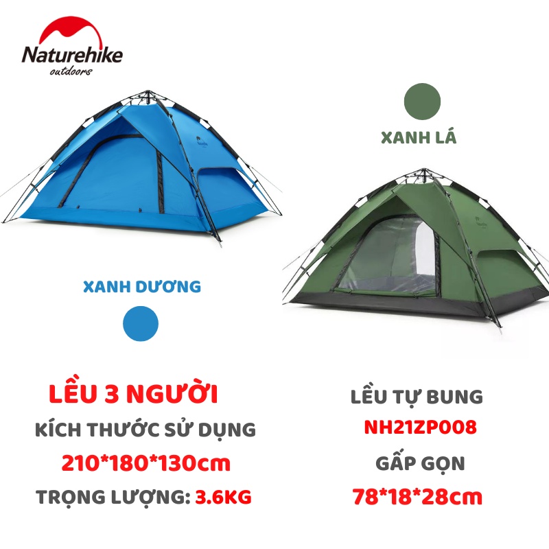 Lều tự bung 3-4 người NatureHike NH21ZP008