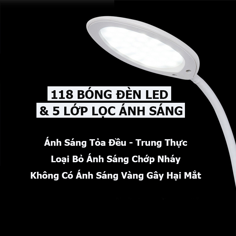 Đèn Bàn Học Led Chống Cận, 3 Kiểu Ánh Sáng, Pin Dự Phòng 2800mAh, Công Tắc Cảm Ứng- Hàng Nhập Khẩu