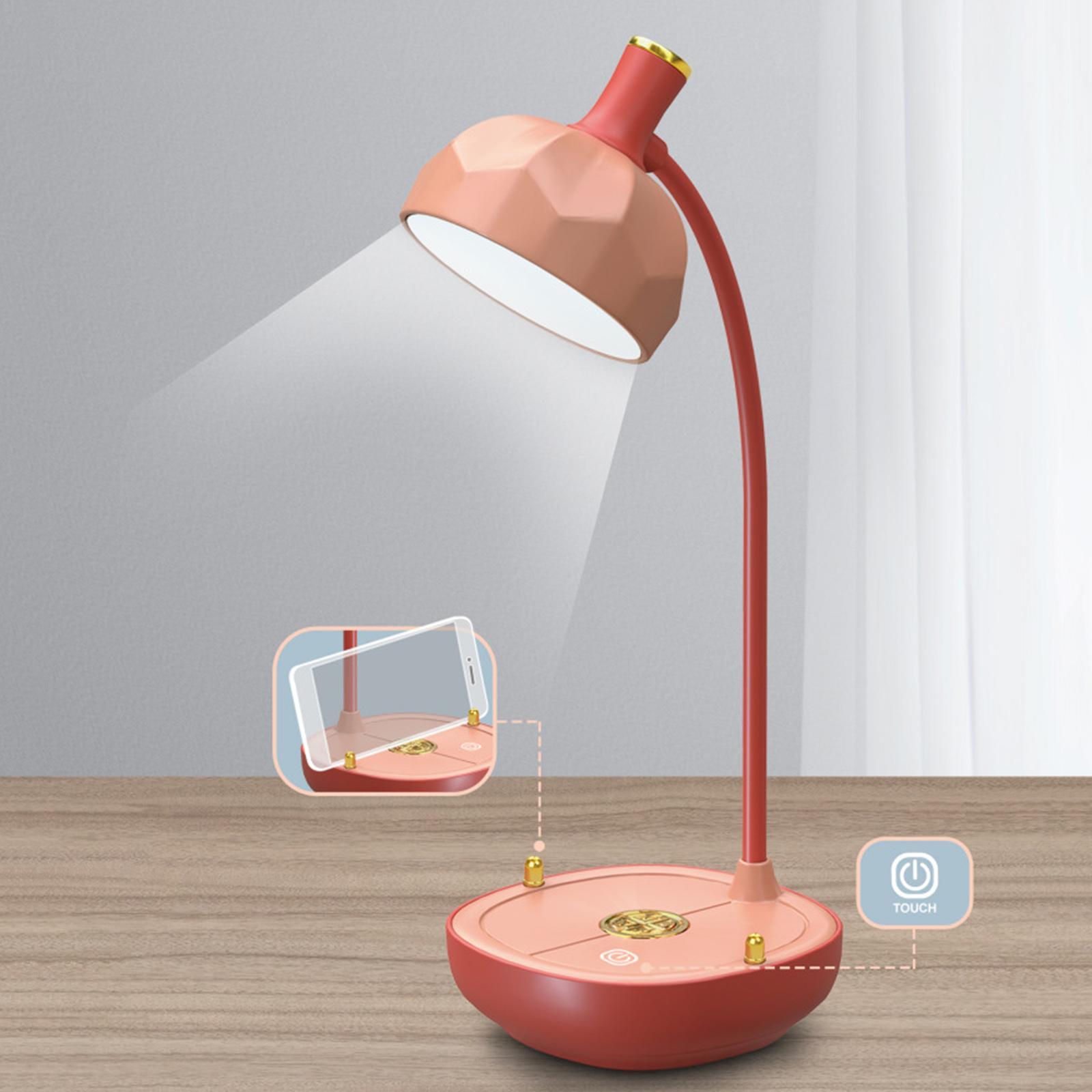 Dimmable LED Light Bedside Reading Lamp Touch Sensor USB Charging Pink