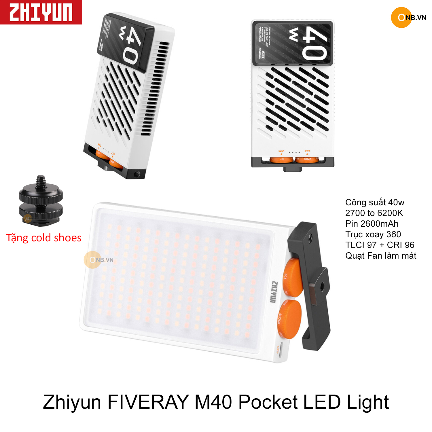 Zhiyun Fiveray M40 đèn led mini 2700-6200k công suất 40w