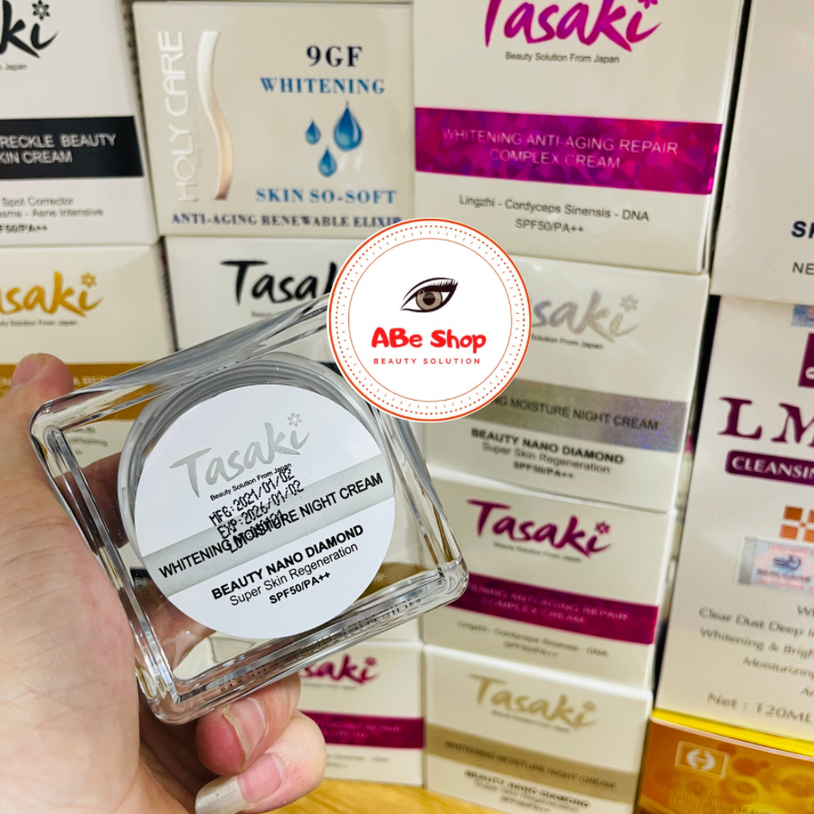 KEM TASAKI KIM CƯƠNG - PHỤC HỒI - TÁI TẠO DA - WHITENING MOISTURE NIGHT CREAM 25G - BEAUTY NANO DIAMOND