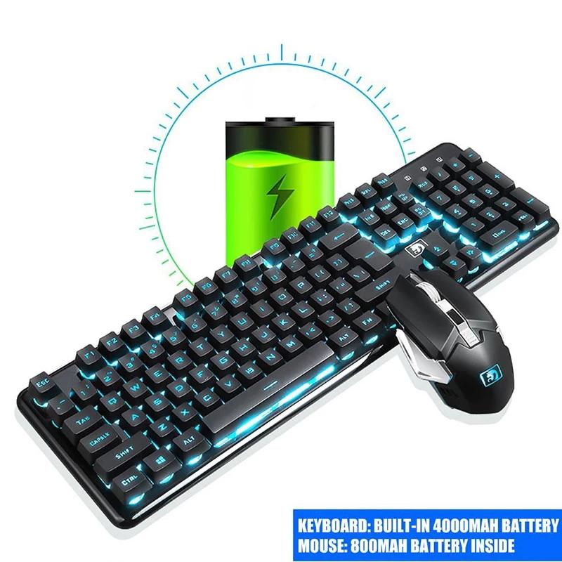Punk Sạc 2.4G Không Dây Bàn Phím Chơi Game Cơ Cảm Giác Bàn Phím RGB Backlit Không Dây 2400Dpi Máy Tính Game Thủ, Bàn Phím
