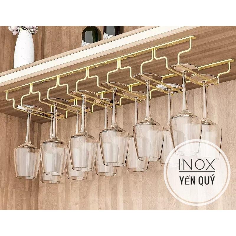 INOX 304 SÂU 18 CM GIÁ TREO LY 3/4/5/6/7 HÀNG MÀU VÀNG ĐỒNG