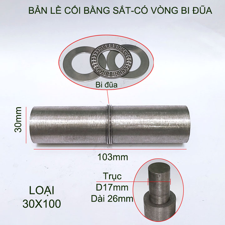 01 Bản lề cối bằng sắt có vòng bi đũa chịu lực, đường kính 30-35-40mm tùy chọn