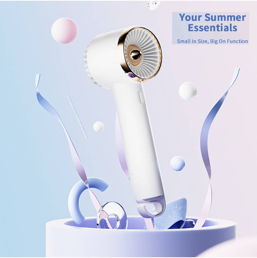 Quạt fan cầm tay 2 in 1 kiêm quạt để bàn hiệu WIWU Turbo Mini Fan F303 - cơ chế Turbo mạnh mẽ, 3 mức tốc độ gió, thời gian hoạt động lên lên đến 8h, hoạt động êm ái không tiếng ồn - Hàng nhập khẩu