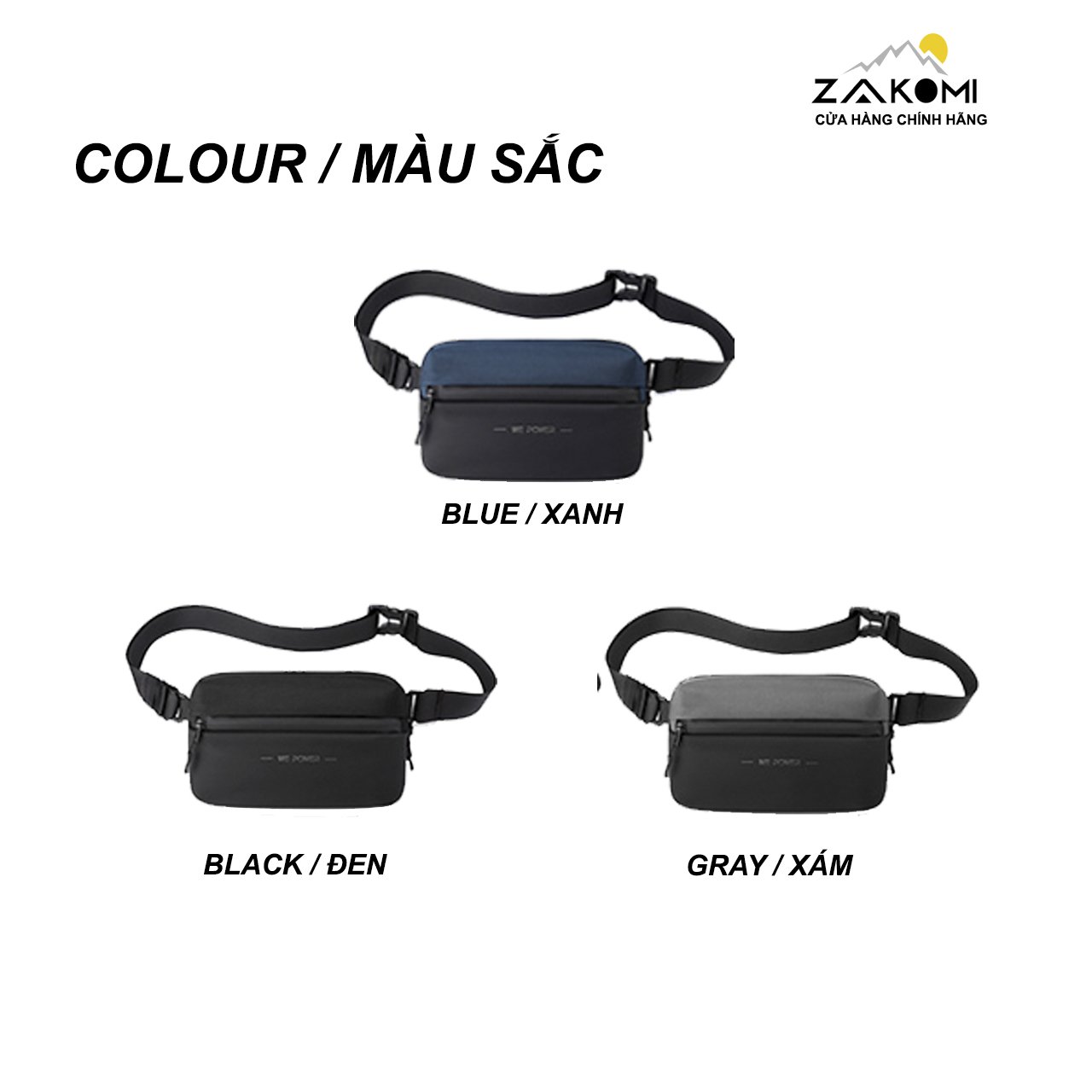 Túi đeo chéo mini thời trang nam nữ kiểu Basic Zakomi We Power vải cao cấp
