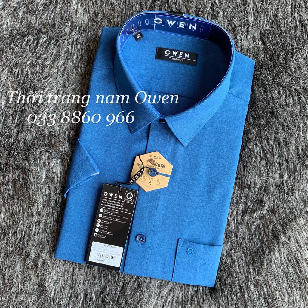 OWEN - Aó sơ mi ngắn tay Owen REGULAR FIT vải Cafe 23087