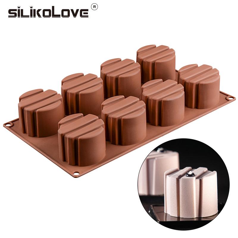 8 Khoang Hình Trụ Mousse Khuôn Silicon Làm Bánh Khuôn Làm Bánh Phụ Kiện Dụng Cụ Nhà Bếp