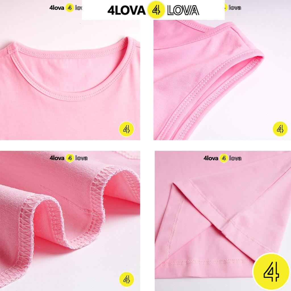 Bộ quần áo ba lỗ sát nách 4LOVA thun cotton size đại cho bé trơn basic hàng chính hãng từ 28 - 44 kg