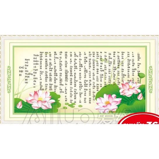 Tranh thêu bài Kinh Chú Đại Bi 53368 - kích thước: 173 * 91cm.