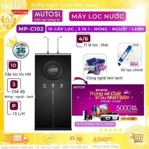 Máy lọc nước Nóng Lạnh Nguội 10 lõi MUTOSI MP-C102-MHC-Hàng chính hãng