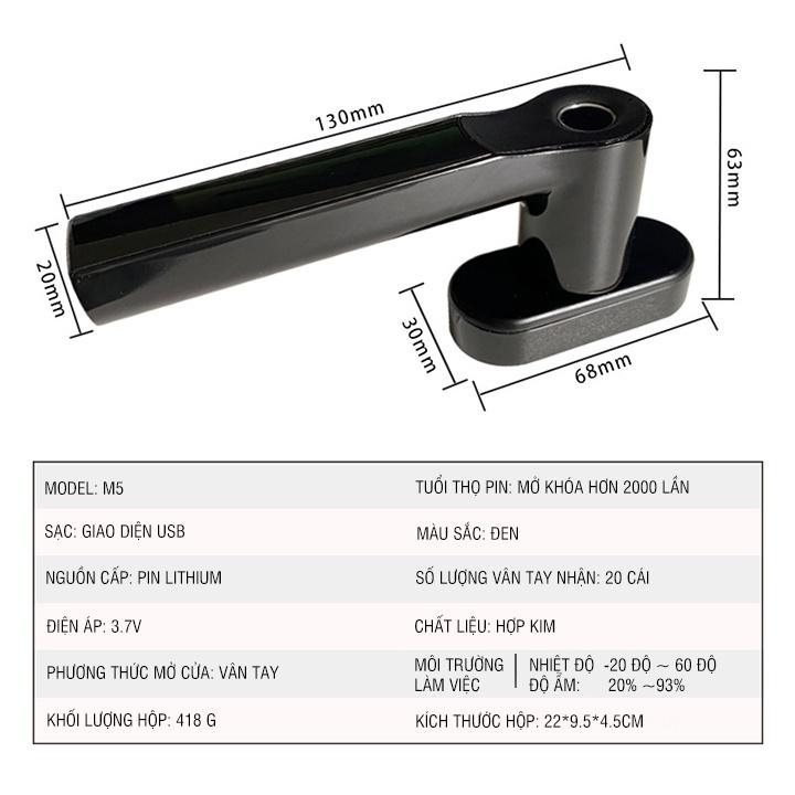 Khóa Vân Tay Thông Minh Cửa Trượt M5