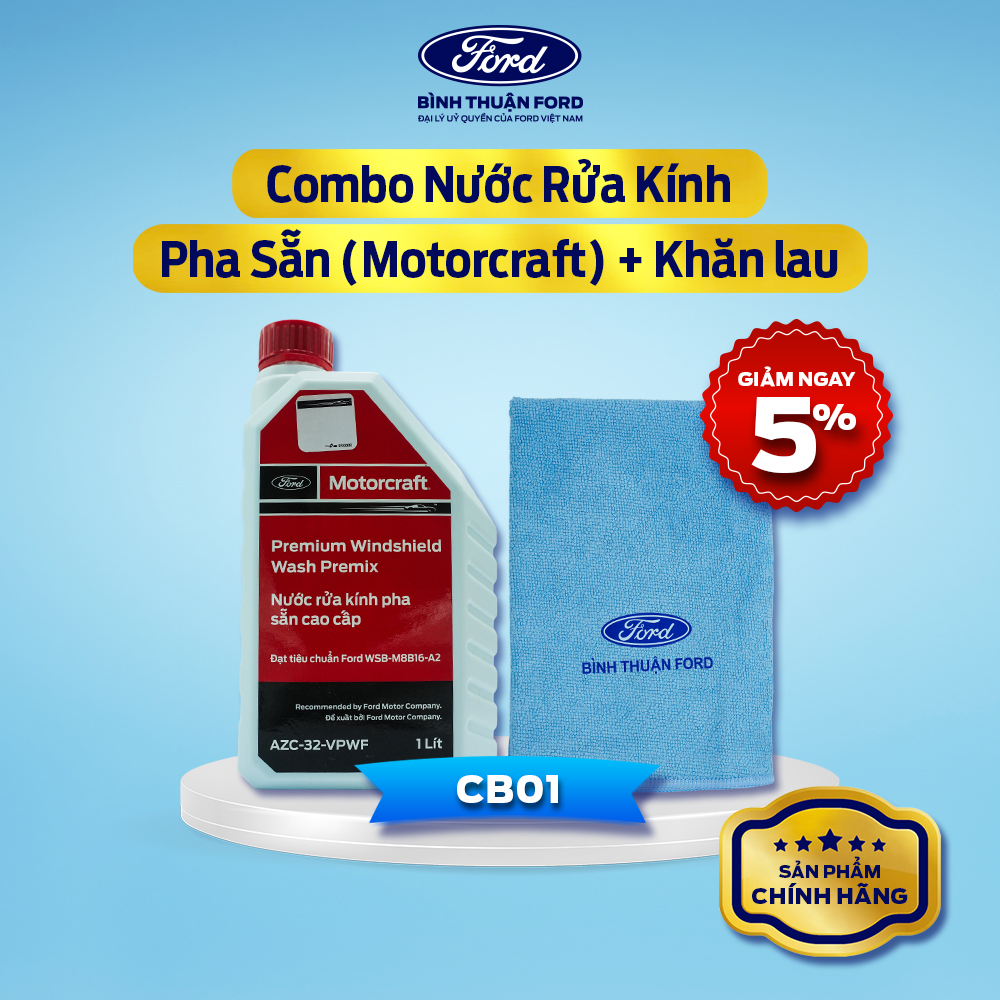 [COMBO GIÁ HỜI] Nước Rửa Kính Ô Tô Pha Sẵn (Motorcraft) + Khăn Lau