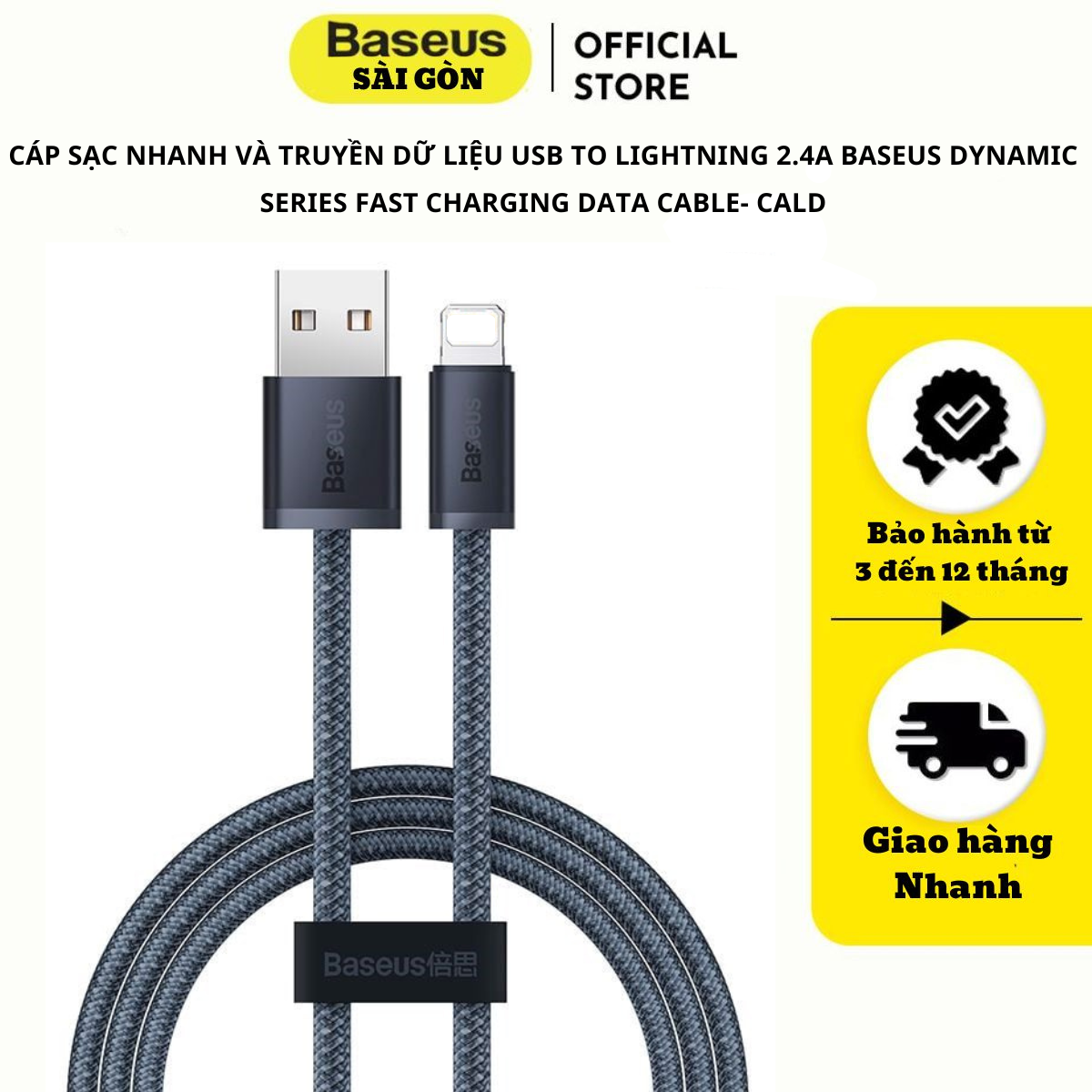 Cáp sạc nhanh và truyền dữ liệu Usb to Light-ning 2.4A Baseus Dynamic Series Fast Charging Data Cable- CALD- Hàng chính hãng