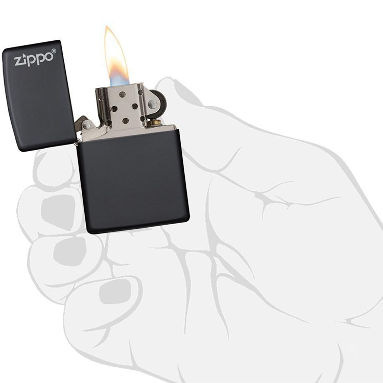 Bật Lửa Zippo Black Matte Với Logo