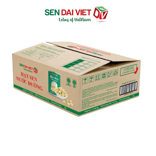 [3 Lon] Hạt Sen Nước Đường- Hương Vị Thơm Ngon, Dễ Dàng Sử Dụng, ĐV- Sen Đại Việt- Lon 460g