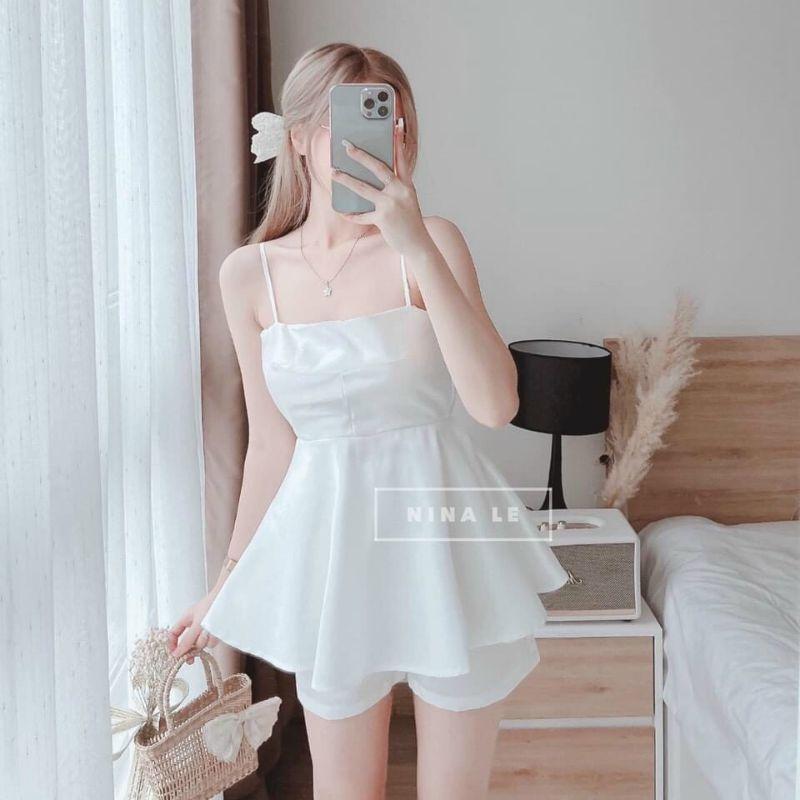 SET ÁO 2 DÂY PEPLUM PHỐI QUẦN UMI ĐI DẠO PHỐ