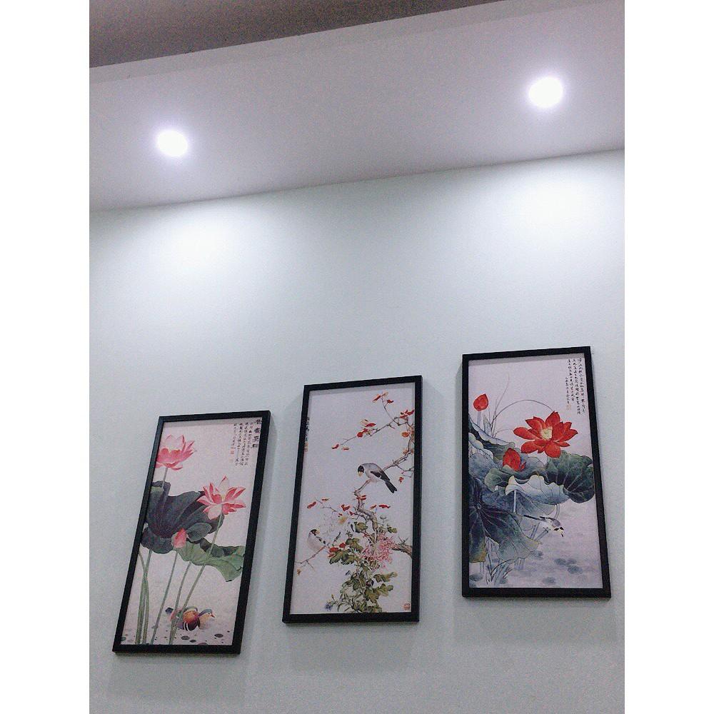 Bộ 3 Tranh Treo Tường Phong Thuỷ Hoa Sen, Liên Hoa Trước Gió CV18