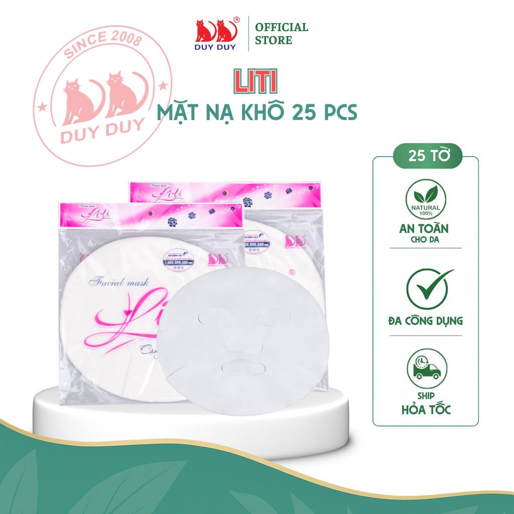 Combo 10 Gói Mặt nạ khô Liti vải rayon mềm mịn 25 miếng (21x23cm) không hóa chất chuyên chăm sóc da mặt