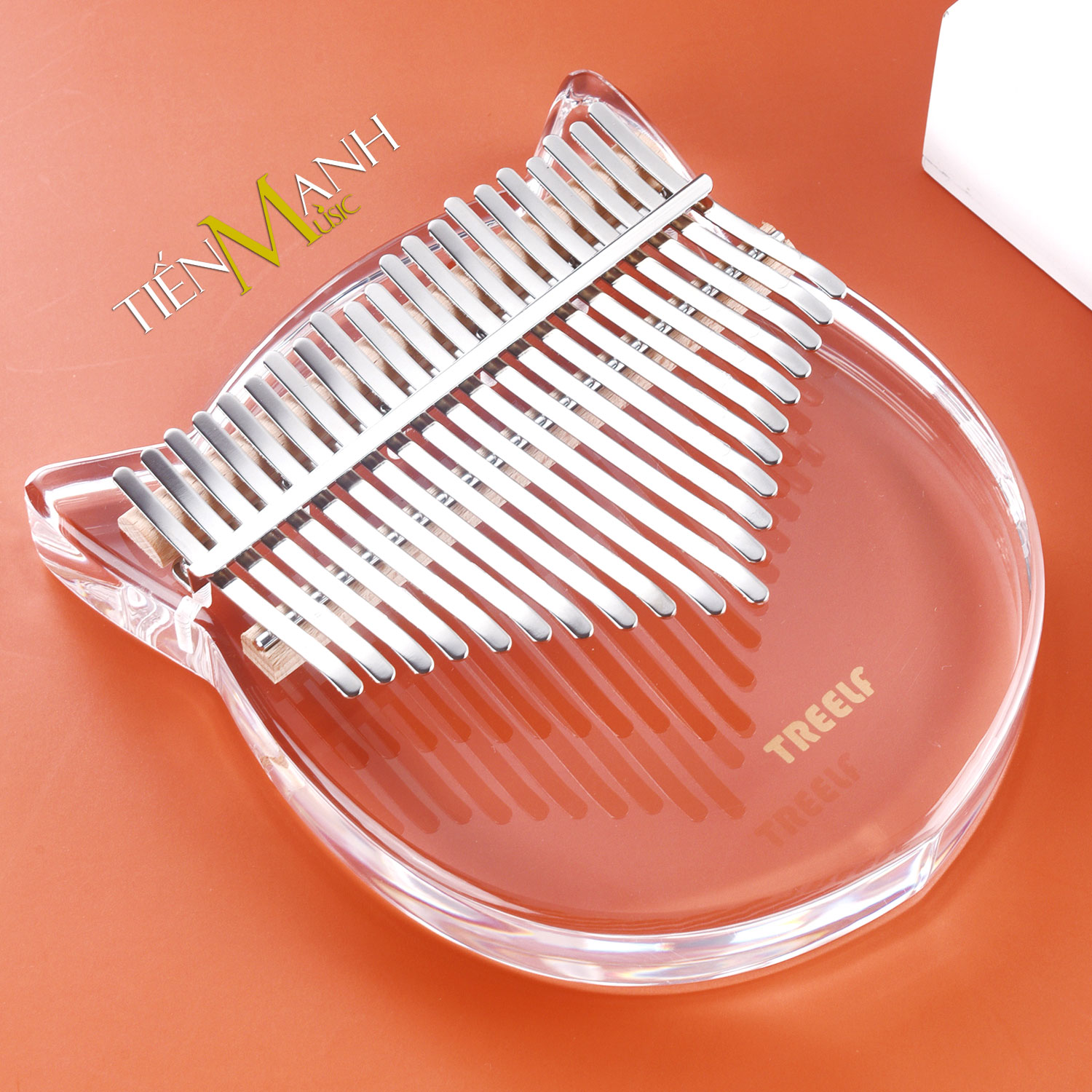 Đàn Kalimba Trong Suốt Treelf TF-21C Hình Mèo - 21 Phím Acrylic TF-21C (Hộp cứng chống sốc, Búa chỉnh âm, Sticker dán note, Khăn lau, Sách học) - Kèm Móng Gẩy DreamMaker