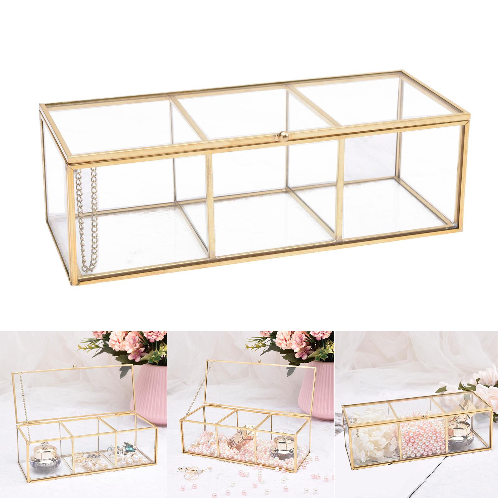 Storage Makeup Box Cosmetic Organizer Holder Clear Glass Jewelry Holder Case