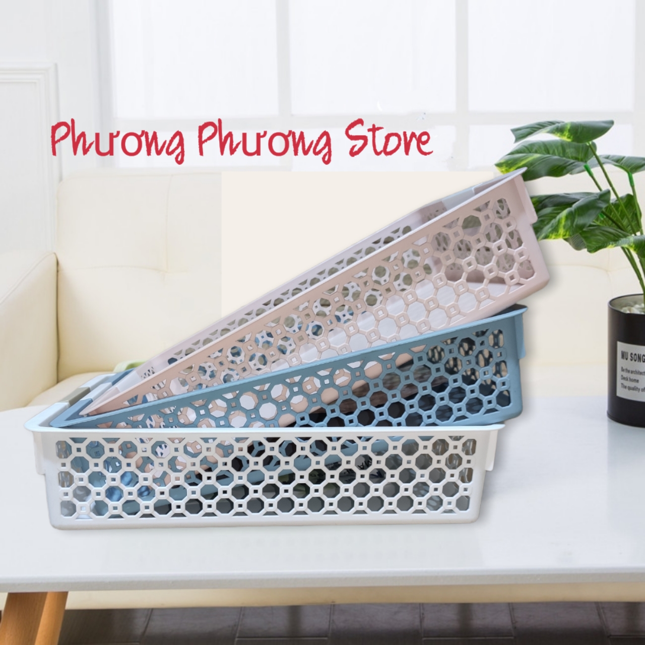 KHAY NHỰA RỔ CHỮ NHẬT ĐỰNG GIẤY A4 / ĐỰNG TÀI LIỆU / ĐA NĂNG KT ( 35 X 27 X 8 ) CM