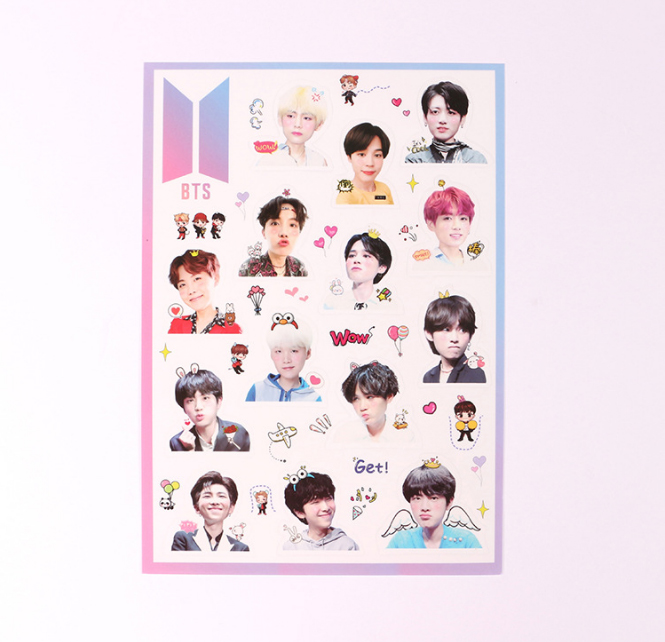 Cốc sứ chịu nhiệt  in tên BTS và các thành viên có chữ kí tặng kèm sticker BTS