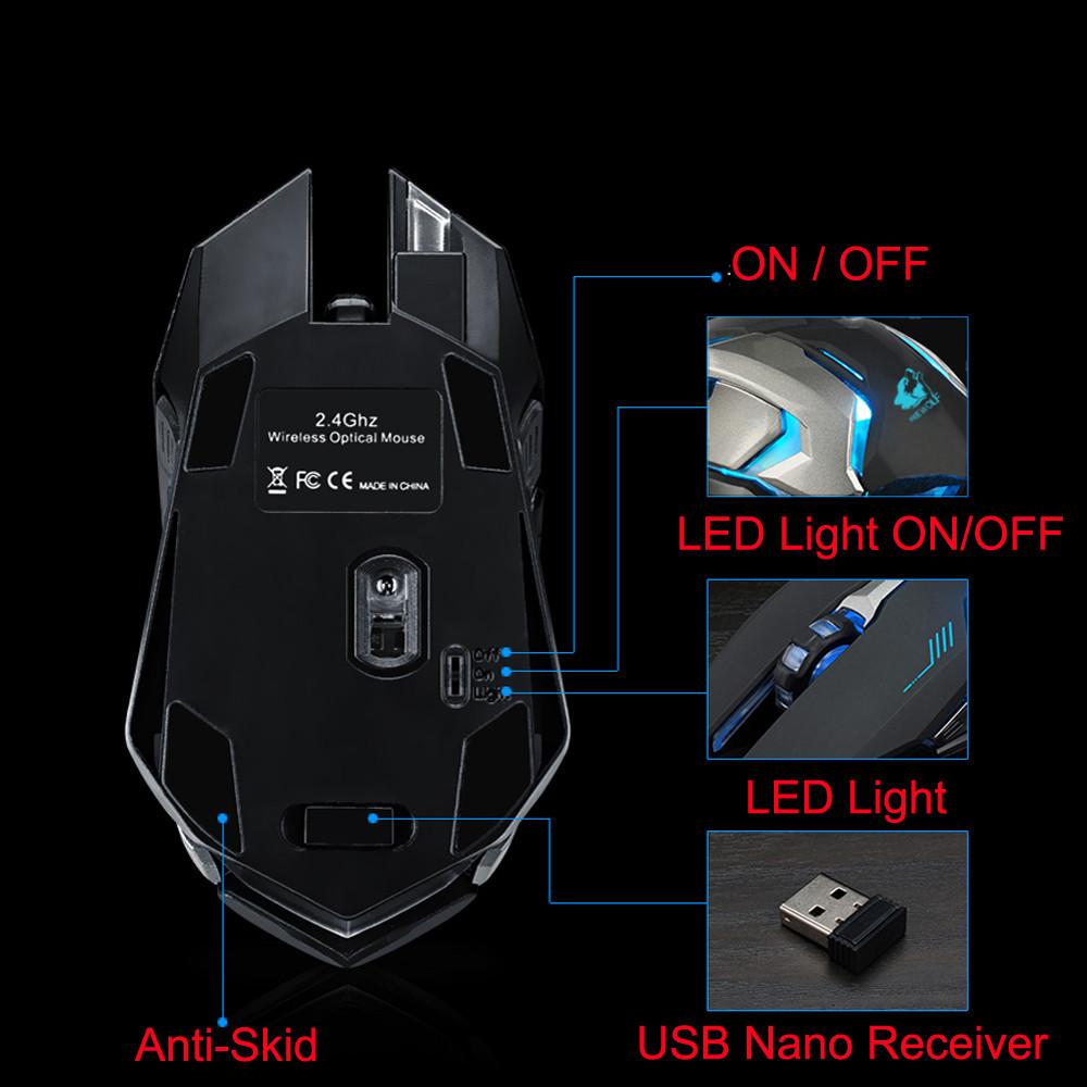 Chuột Không Dây Raton Chuột Chơi Game Sạc Im Lặng LED Backlit USB Chuột Quang Công Thái Chuột Game Thủ Cho Máy Tính Laptop 6