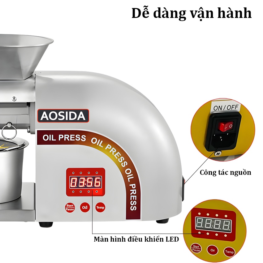 Máy ép dầu thực vật nóng và lạnh thương hiệu Anh Quốc cao cấp Aosida WF-ZN168 - Hàng Nhập Khẩu