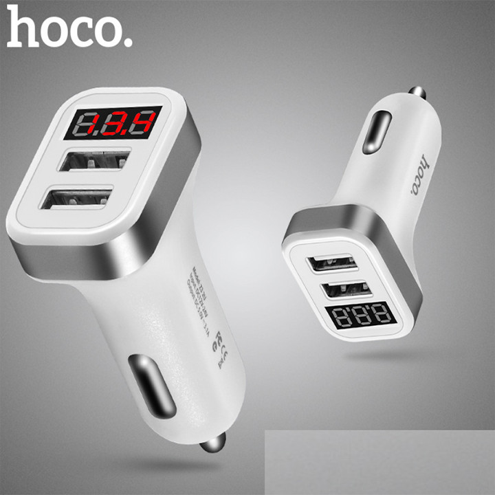 Tẩu sạc ô tô nhãn hiệu Hoco Z3 2 cổng USB DC 5V-3.1A