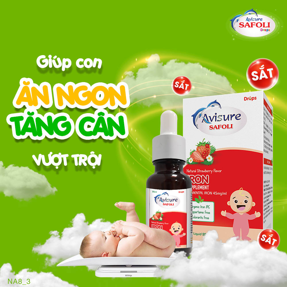 Avisure Safoli Drop Sắt hữu cơ nhỏ giọt cho bé 20ml - dự phòng thiếu máu, bé ăn ngon, hấp thu tốt