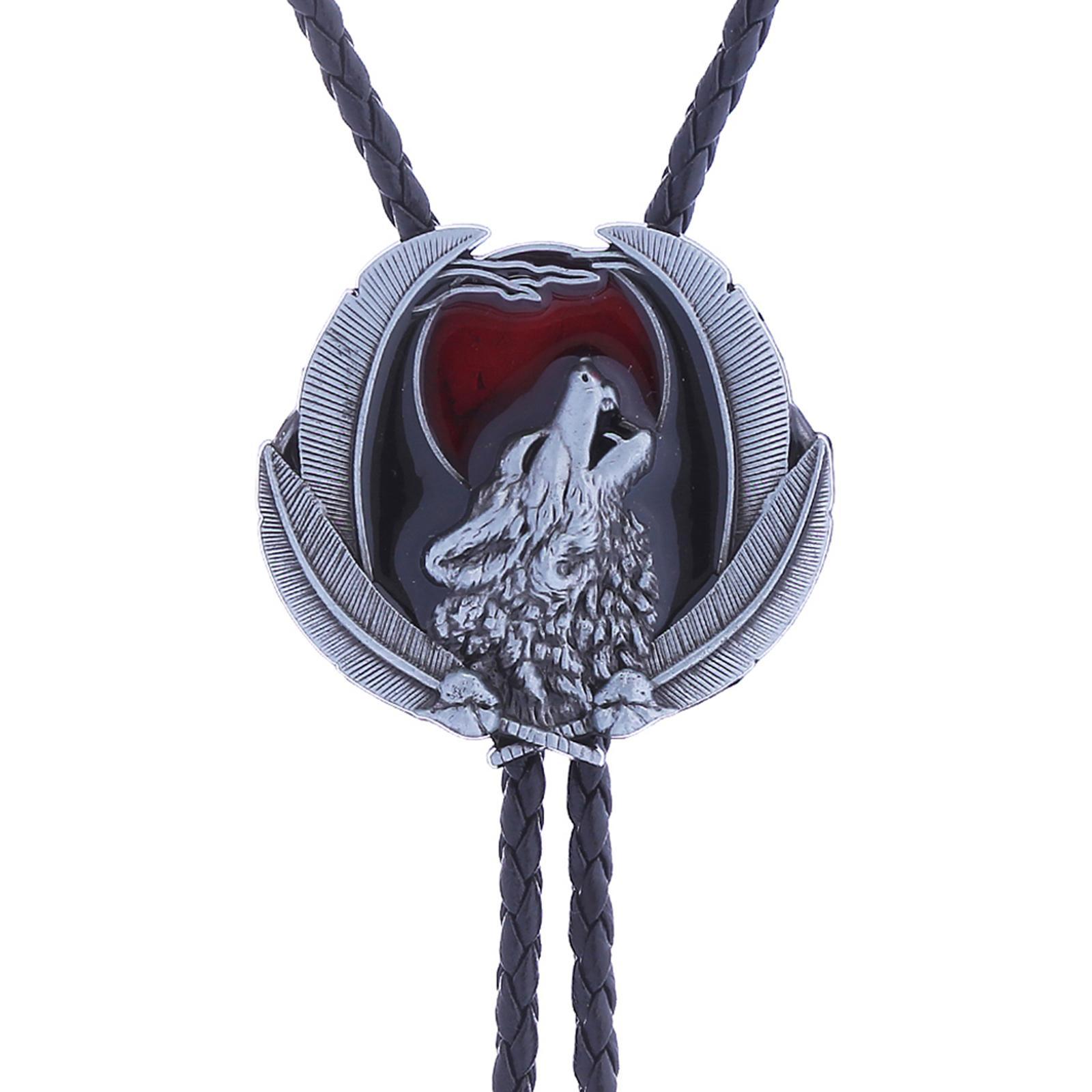 PU Western Bolo Tie Necktie Adjustable Women Men Pendant Costume Necklace