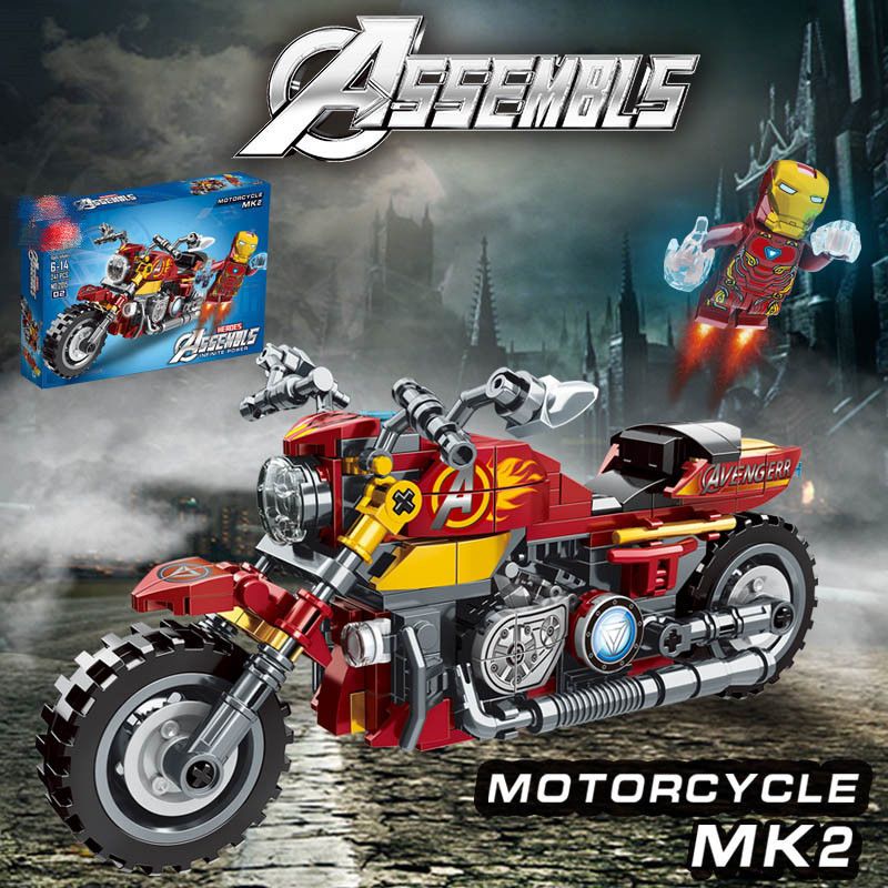 Mô Hình Xe Harley Captian American, Thần Sấm Thor Đồ Chơi Lắp Ghép Thông Minh