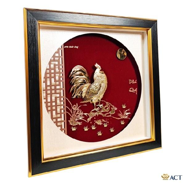 Tranh Gà Vàng Đại Cát dát vàng 24k-Qùa tặng sếp, tân gia, sinh nhật, khai trương,...