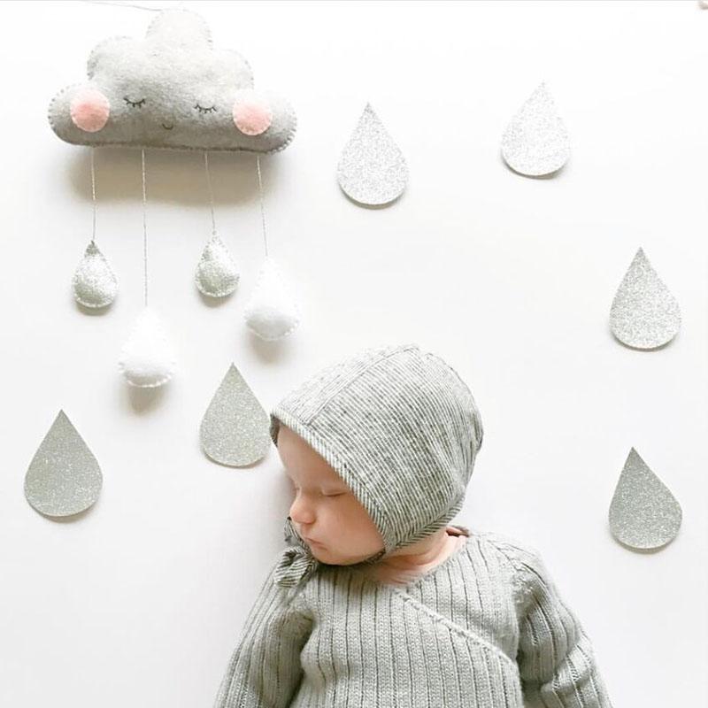 Ins Bắc Âu Sky Series Đám Mây Tường Treo Lều Treo Tường Nụ Cười Raindrop Mây Chăn Ga Gối Nữ Trang Trí Phòng