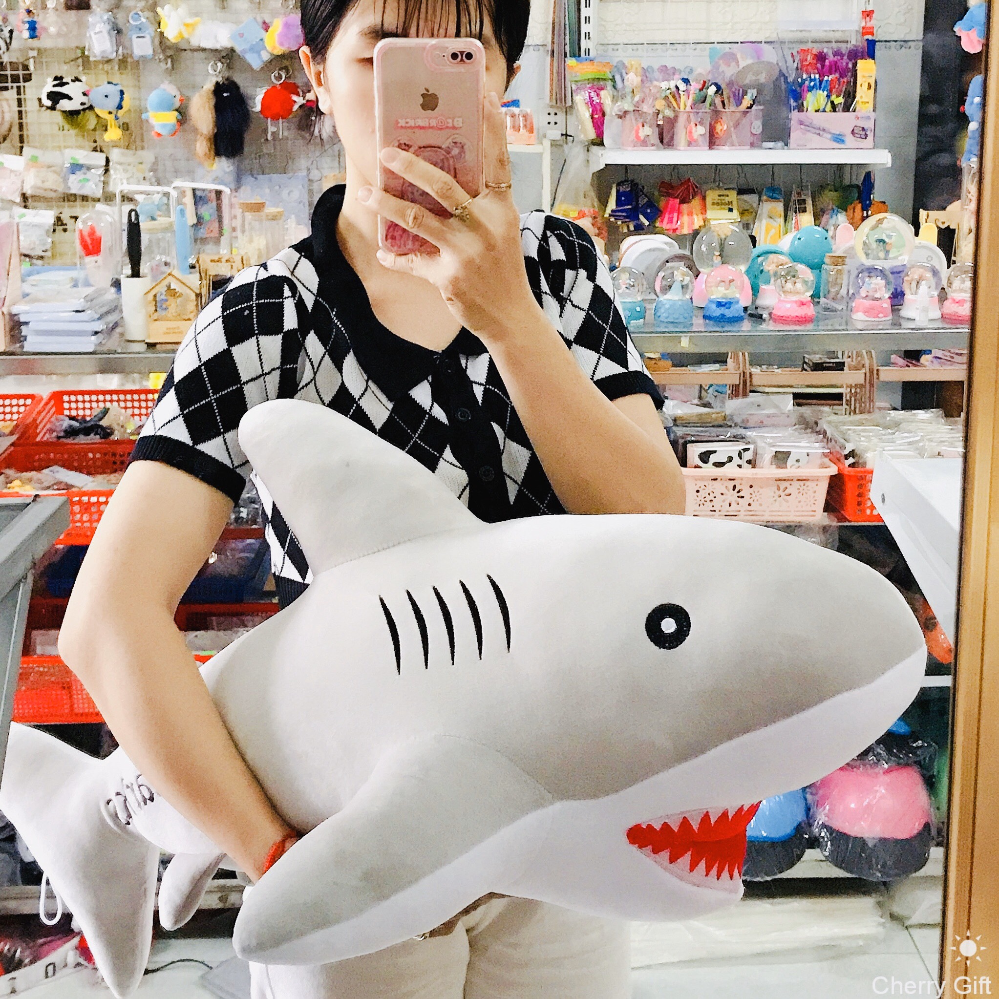 Gấu Bông Cá Mập Baby Shark Size 70cm Vải Thun Nhung 4 Chiều Cực Xịn - Ảnh Thật Shop Chụp