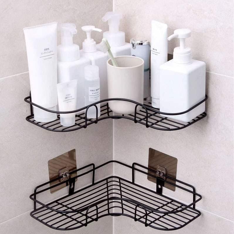 KỆ GÓC DÁN TƯỜNG NHÀ TẮM BẰNG SẮT SIÊU CHẮC + kèm 2 miếng dán h1