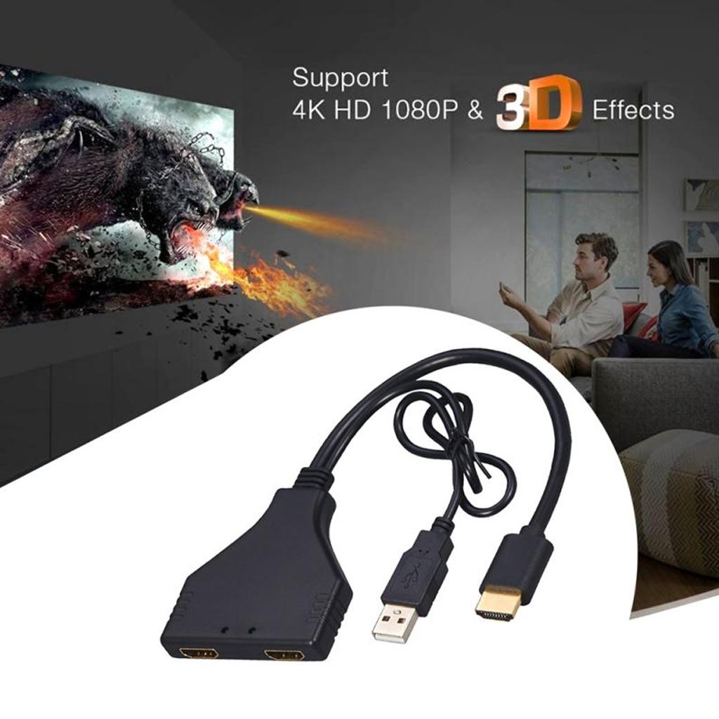HDMI 2.0 1 In 2 Out Splitter HD Male To 2 HDMI