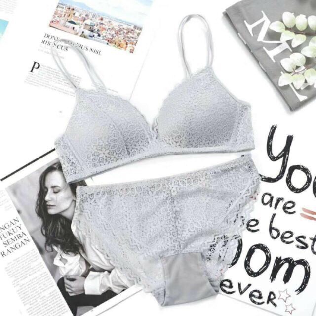  Bộ ĐồLót Ren Nữ Không Gọng Nâng Ngực Đệm Mỏng Azuno DL01 Phong Cách Sexy Dây Đôi Không Giãn Không Quăn Sau Khi Dùng Lâu