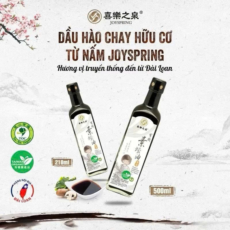 Dầu Hào Chay Hữu Cơ Từ Nấm JoySpring Chai 210ml 500m - Gia Vị Cho Các Món Ăn Chay, Ăn Kiêng, Healthy