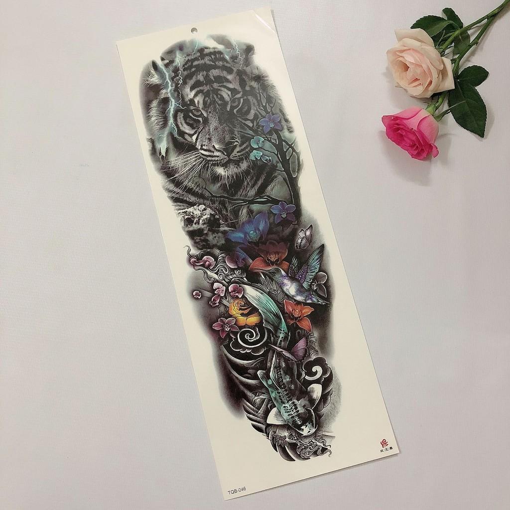 Hình xăm dán kín tay chủ đề màu 17x48cm