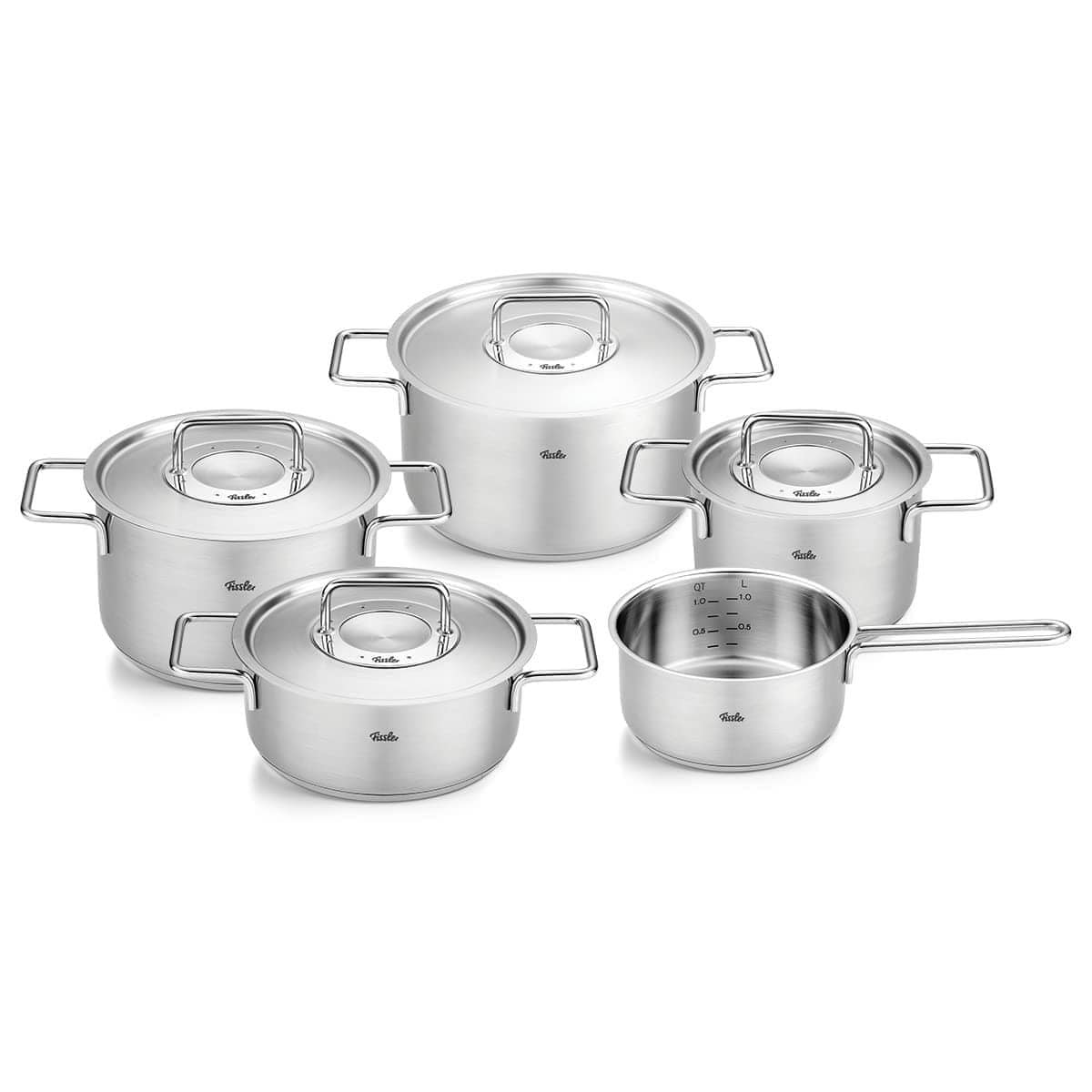 Bộ Nồi FISSLER PURE COLLECTION 5 Món Kèm Quánh, Bộ Nòi Đức, Vung Thép Siêu Bền, Không Lo Rơi Vỡ, Dễ Dàng Vệ Sinh, Bắt Nhiệt Nhanh, Phù Hợp Với Mọi Loại Bếp, Nhập Đức, Hàng Chính Hãng