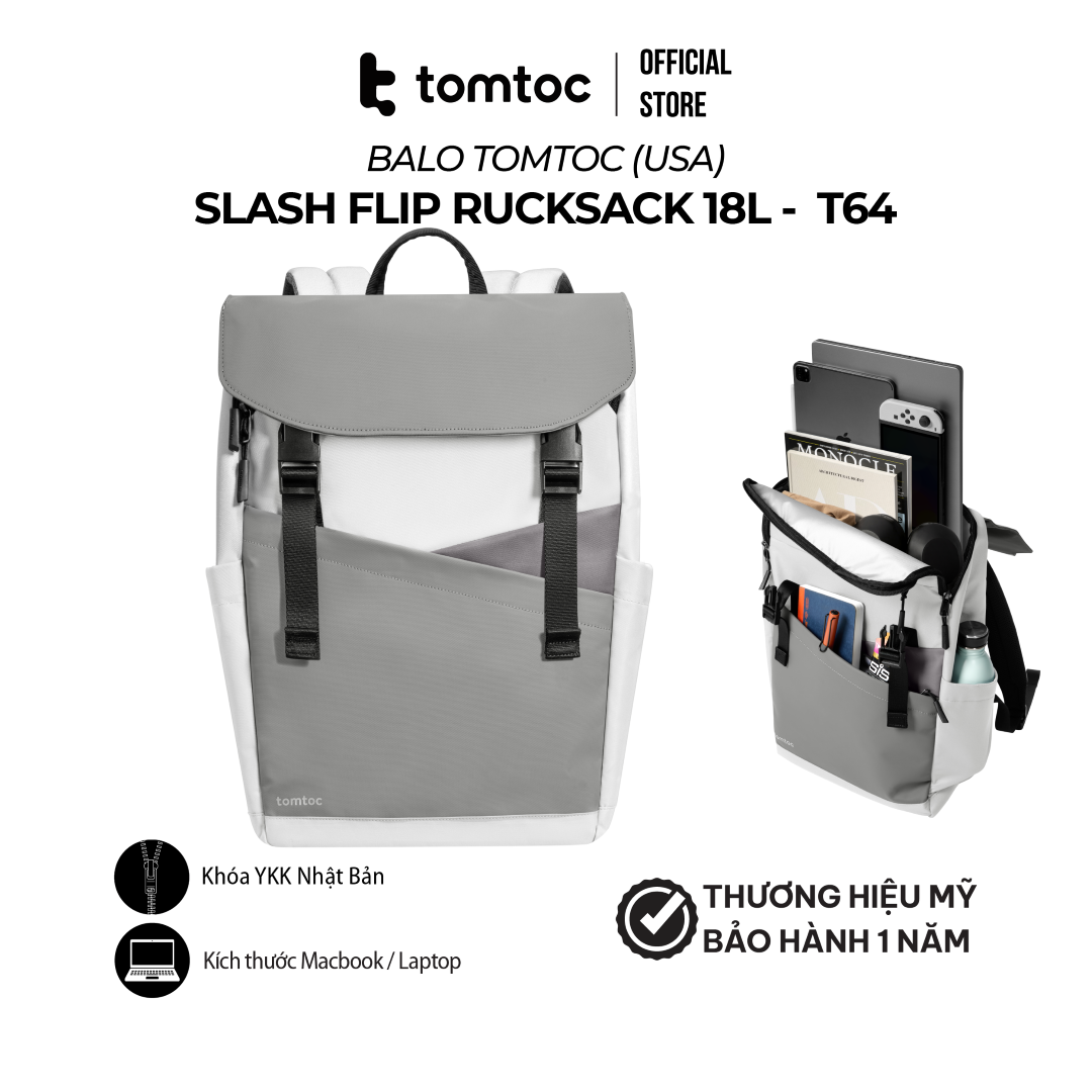 Balo Tomtoc Slash Flip Rucksack 18L cho Laptop 16inch - Hàng chính hãng