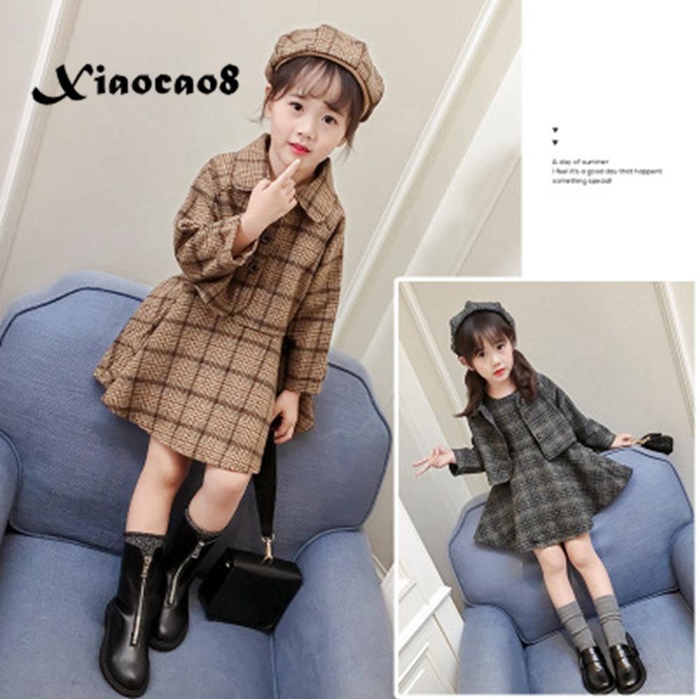 3 Tập Đi Bộ Quần Áo Bé Gái Mùa Đông Trẻ Em Kẻ Sọc Quần Áo Bộ Bé Gái Nón + Áo + Đầm Trẻ Em Giáng Sinh Quần Áo Cho Bé mùa Thu Trang Phục