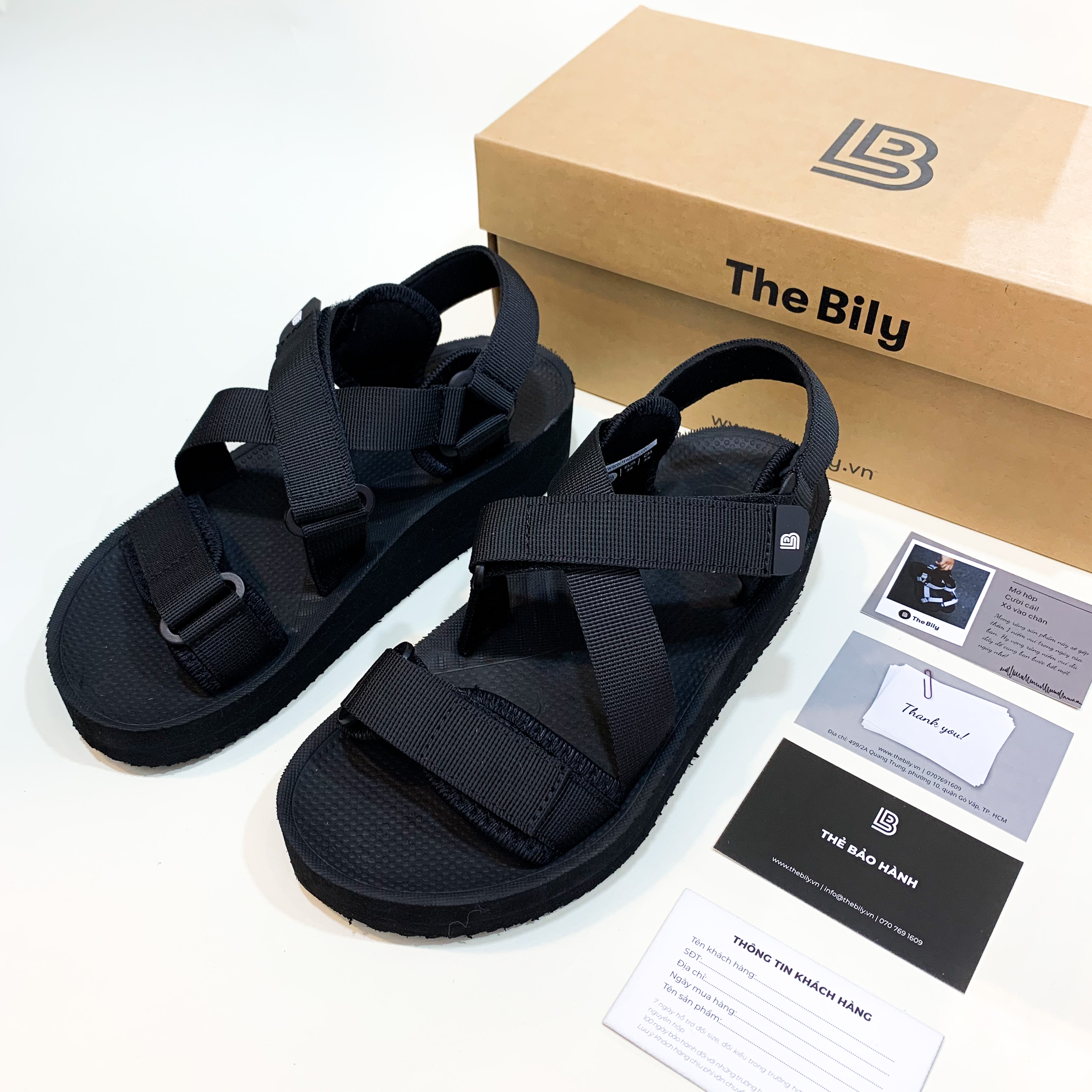 Giày Sandal Nữ The Bily 02W Quai Chéo Đôi - Màu Đen BL02WD