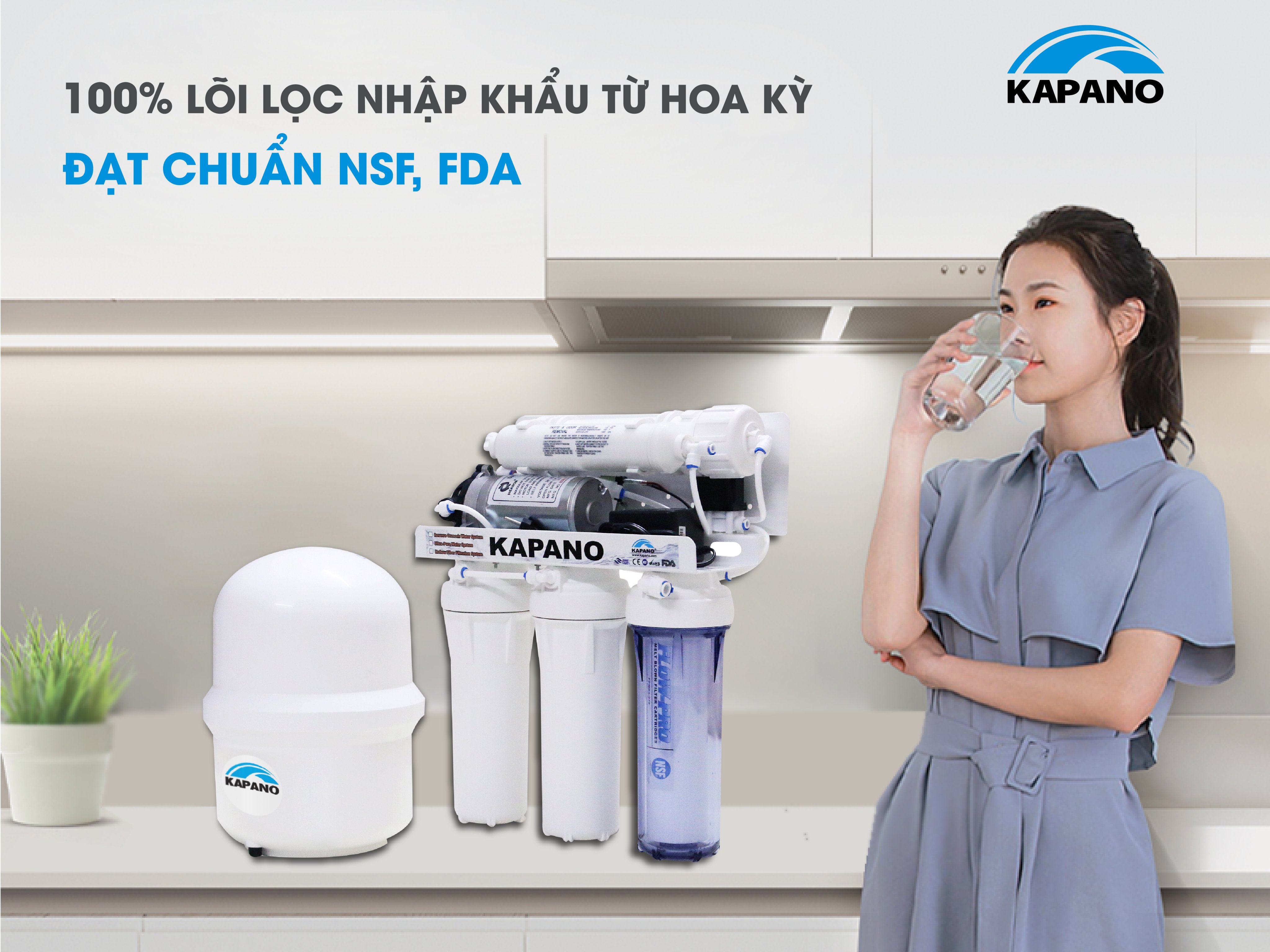 Máy lọc nước RO gia đình Kapano 15 lít/giờ RO5-USA-100 - Hàng chính hãng