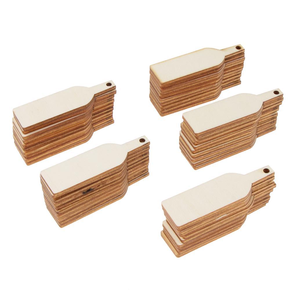 3-14pack 50 Pieces Blank Wooden Wine Bottle Cutout Gift Tags Label Ornament DIY