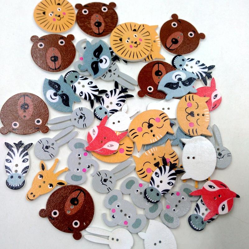 50 Cái Nhiều Màu Sắc Động Vật 2 Lỗ Nút Flatback Cho Thêu Sò Tự Làm Thủ Công