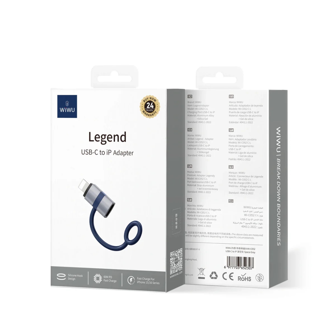 Adapter OTG chuyển đổi WIWU Legend USB-C to L(iP)  và L(iP) to Type-C Sạc nhanh PD 27W USB 3.0 Tốc Độ Cao, Chip Kép Thông Minh, Mini Chống Thất Lạc - Hàng nhập khẩu