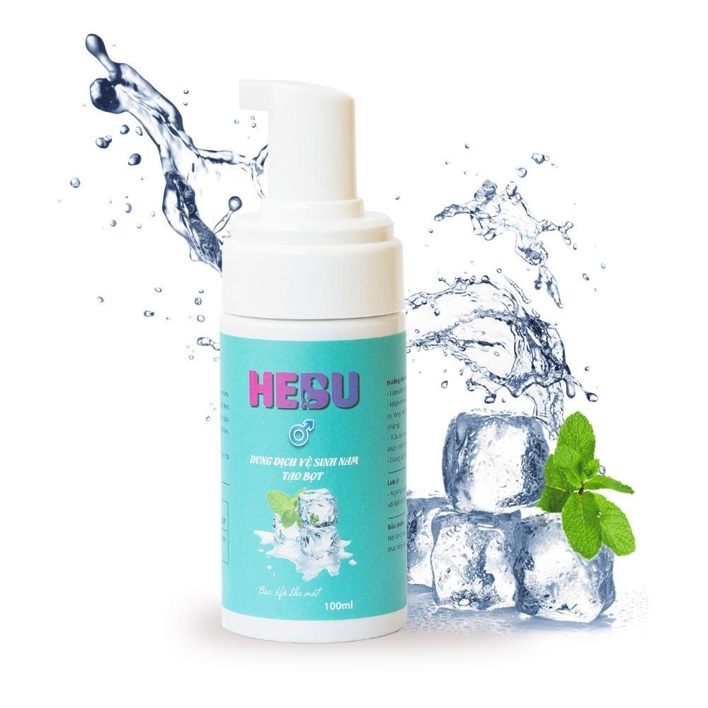 Dung dịch vệ sinh nam HEBU dạng bọt hương bạc hà giúp khử mùi tự nhiên lành tính và giảm viêm ngứa chai vòi nhấn 100ml